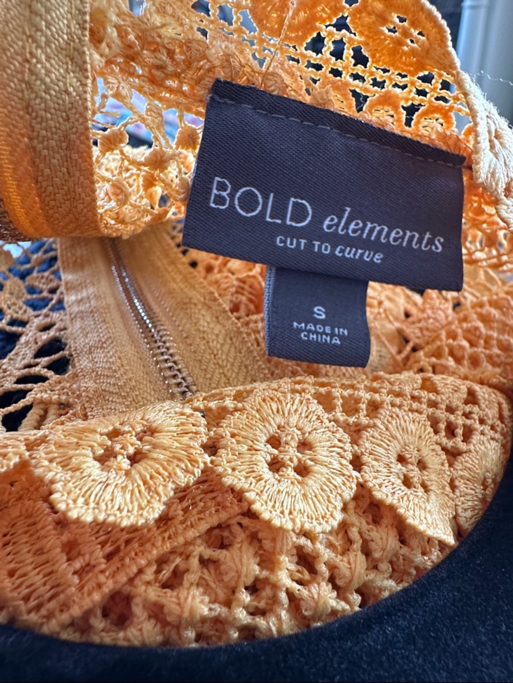 BOLD elements Crochet Floral Openwork Top in light Orange in color - Picture 8 of 9